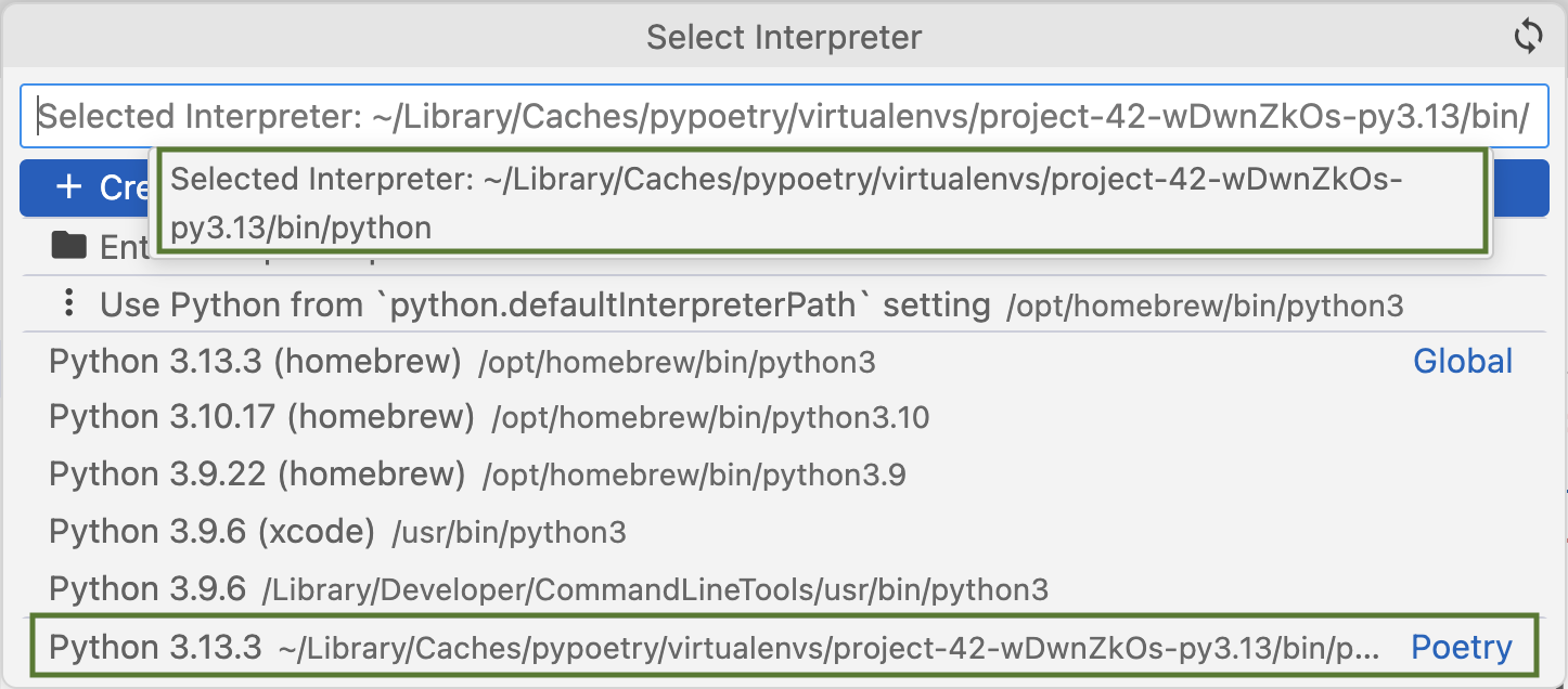 Select Python Interpeter
