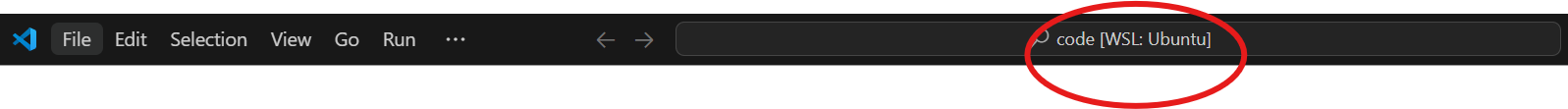 Screenshot VS Code top bar showing WSL: Ubuntu